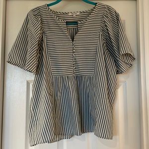 Madewell blue and white striped blouse